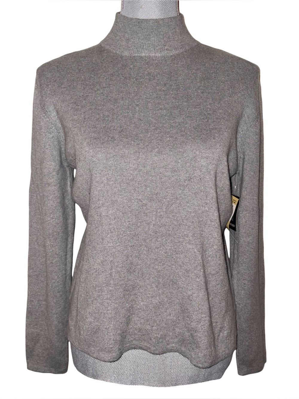 Vintage 90s Jeanne Pierre Deadstock Gray Cotton Mock Neck Sweater